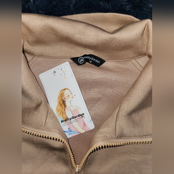 Nwt prettygarden 2 piece tan softstreme half zip and sweatpants set size medium - Picture 10 of 16